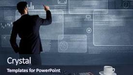  Presentation with digital - Theme featuring idea box - confident office worker drawing digital background and a tawny brown colored foreground