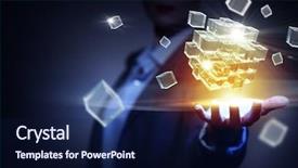  Presentation with new technology - Slide deck featuring idea box - integrating new technologies background and a navy blue colored foreground