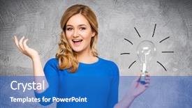  Presentation with idea - Beautiful PPT layouts featuring woman having an idea bulb backdrop and a teal colored foreground