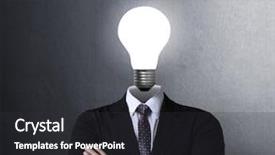  Presentation with idea - Beautiful PPT theme featuring idea concept lamp head businessman backdrop and a dark gray colored foreground