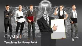  Presentation with idea - Cool new presentation design with idea-concept-lamp-head and a  colored foreground