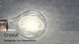  Presentation with bulb brain - Cool new PPT theme with idea concept with brain inside backdrop and a light gray colored foreground