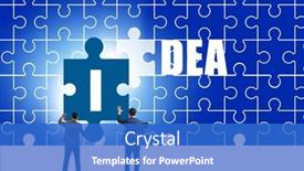 Presentation with idea - PPT theme with idea-concept-with-businessman-putting background and a cobalt blue colored foreground