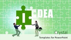  Presentation with jigsaw - Slide deck having idea-concept-with-businessman-putting background and a mint green colored foreground
