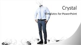  Presentation with light bulb idea invention presenter - Colorful PPT layouts enhanced with idea creation - businessman light bulb head backdrop and a white colored foreground