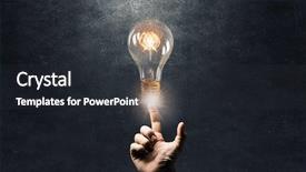  Presentation with bulb - Audience pleasing PPT layouts consisting of idea creation - hand pointing light bulb backdrop and a wine colored foreground