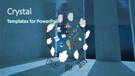  Presentation with flowchart - Amazing slide deck having idea flowchart against light shining into dark room backdrop and a ocean colored foreground