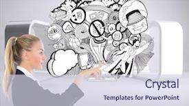  Presentation with composite mansory - Slide set enhanced with hotel bell isolated on white background and a coral colored foreground