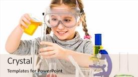  Presentation with flasks - Cool new slides with idea lab - happy little girl with flasks backdrop and a lemonade colored foreground