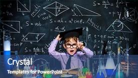  Presentation with educational - Cool new presentation design with idea lab - little boy scientist backdrop and a ocean colored foreground