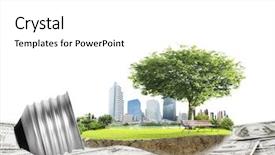  Presentation with alternative energy idea light bulb - Colorful presentation design enhanced with idea light bulb alternative energy backdrop and a white colored foreground