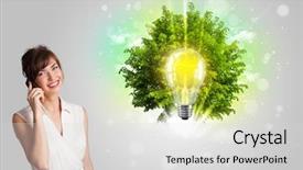  Presentation with light green - PPT theme with idea light bulb with green background and a light gray colored foreground