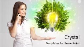  Presentation with idea light ball - Slides with idea light bulb with green background and a sky blue colored foreground