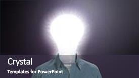  Presentation with keyhole - PPT layouts featuring idea man a human figure with a glowing bulb for a head stands in front of a dark keyhole background and a tawny brown colored foreground