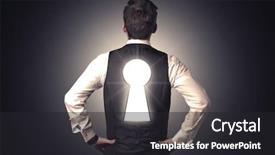  Presentation with thinking - Presentation design with idea management - young businessman standing and thinking background and a  colored foreground