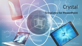  Presentation with coding - Amazing PPT theme having idea nucleus - cube shape by binary coding backdrop and a light blue colored foreground