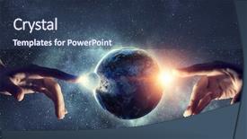  Presentation with creation god - Audience pleasing presentation theme consisting of idea of earth creation mixed backdrop and a ocean colored foreground