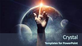  Presentation with creation - Colorful presentation enhanced with idea of earth creation mixed backdrop and a ocean colored foreground