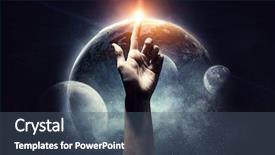  Presentation with creation god - Amazing slide deck having idea of earth creation mixed backdrop and a ocean colored foreground