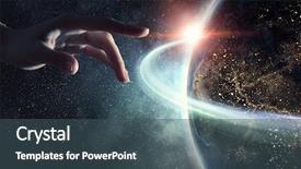  Presentation with creation god - PPT theme featuring idea of earth creation mixed background and a ocean colored foreground