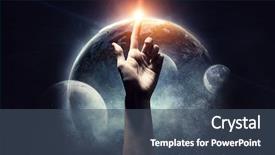  Presentation with creation - Cool new PPT theme with idea of earth creation backdrop and a ocean colored foreground