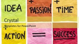  Presentation with passion - Presentation theme featuring knowledge - young businessman sitting behind crumpled background and a gray colored foreground.