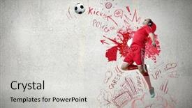  Presentation with football coach - Colorful PPT theme enhanced with soccer coach - football player in jump striking backdrop and a light gray colored foreground