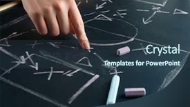  Presentation with football - Colorful presentation theme enhanced with hand under blackboard with scheme football game closeup backdrop and a tawny brown colored foreground