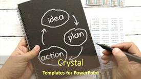  Presentation with action plan - Presentation design featuring idea plan and action circle background and a tawny brown colored foreground