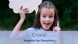  Presentation with thoughts - Beautiful theme featuring idea-pretty-thinking-little-girl backdrop and a light blue colored foreground