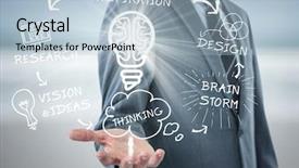  Presentation with waves graphic - Presentation theme consisting of idea with a brain background and a light blue colored foreground