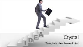  Presentation with climbing stairs - Amazing presentation theme having idea with businessman climbing steps backdrop and a  colored foreground