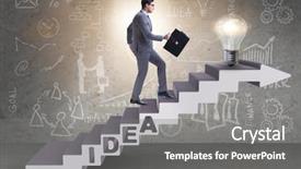  Presentation with climbing stairs - Colorful theme enhanced with idea with businessman climbing steps backdrop and a  colored foreground