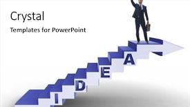  Presentation with climbing stairs - Slide set enhanced with idea with businessman climbing steps background and a  colored foreground