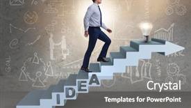  Presentation with climbing stairs - PPT layouts having idea with businessman climbing steps background and a  colored foreground