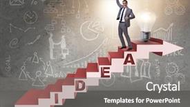  Presentation with climbing stairs - PPT theme consisting of idea with businessman climbing steps background and a  colored foreground