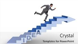  Presentation with climbing stairs - Amazing PPT theme having idea with businessman climbing steps backdrop and a  colored foreground