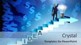  Presentation with climbing stairs - Slide deck consisting of idea with businessman climbing steps background and a  colored foreground