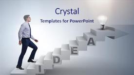  Presentation with steps success investment - Audience pleasing theme consisting of idea with businessman climbing steps backdrop and a sky blue colored foreground