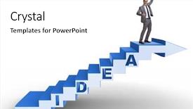  Presentation with climbing stairs - Amazing PPT theme having idea with businessman climbing steps backdrop and a  colored foreground