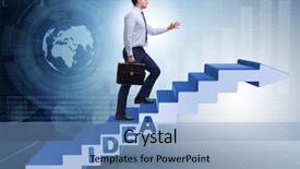  Presentation with climbing stairs - Beautiful slides featuring idea with businessman climbing steps backdrop and a teal colored foreground