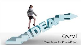  Presentation with climbing stairs - Beautiful slide set featuring idea with businesswoman climbing steps backdrop and a  colored foreground