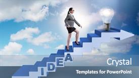  Presentation with climbing stairs - Audience pleasing PPT layouts consisting of idea with businesswoman climbing steps backdrop and a  colored foreground
