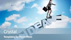  Presentation with climbing stairs - Slide set with idea with businesswoman climbing steps background and a  colored foreground