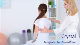  Presentation with posture - Audience pleasing PPT theme consisting of ideal - incorrect posture concept physiotherapist examining backdrop and a sky blue colored foreground