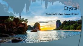  Presentation with tropical beach sunset - PPT theme having ideal - tropical holidays beach vacation background and a light blue colored foreground
