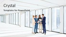  Presentation with historic documents - Presentation featuring ideas new work year - businessmen and businesswomen discussion background and a sky blue colored foreground