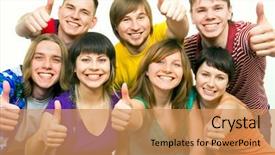  Presentation with people - Slides having ideas success - happy young people background and a coral colored foreground