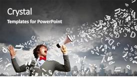  Presentation with electronics labb man - Beautiful presentation design featuring ideas success - portrait of young man shouting backdrop and a  colored foreground