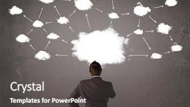  Presentation with healthcare technology cloud - Cool new theme with ideas success - young businessman sitting in office backdrop and a dark gray colored foreground